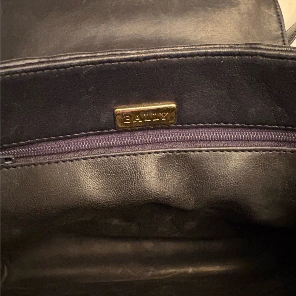 Bally S45 Shoulder Bag Suede Leather Woven Intrecciato Design in Dark Blue